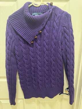 Ralph Lauren Purple Cable Knit Sweater-Blue label